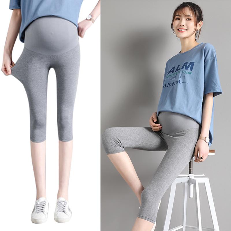 

Maternity Bottoms Leggings High Waist Elastic Belly Support Pregnancy Thin Fitness Sports Gym Yoga 3/4 Capris Pants For Pregnant Women, Black