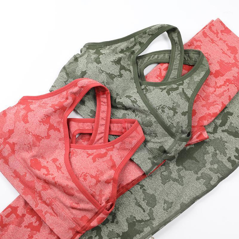 

Yoga Outfit 2 Piece Sportswear Adapt Camo Gym Set Athletic Wear Seamless Sets Women Workout Clothes Booty Leggings+Sports Bra Suits, Style 01 green
