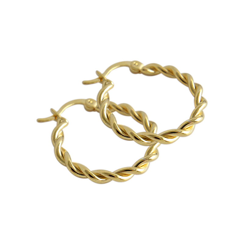 Authentic 925 Sterling Silver Hoop Earring Handmade Geometric Twisted Circle Earrings For Women Girls Wedding Party Gifts-image-746060707