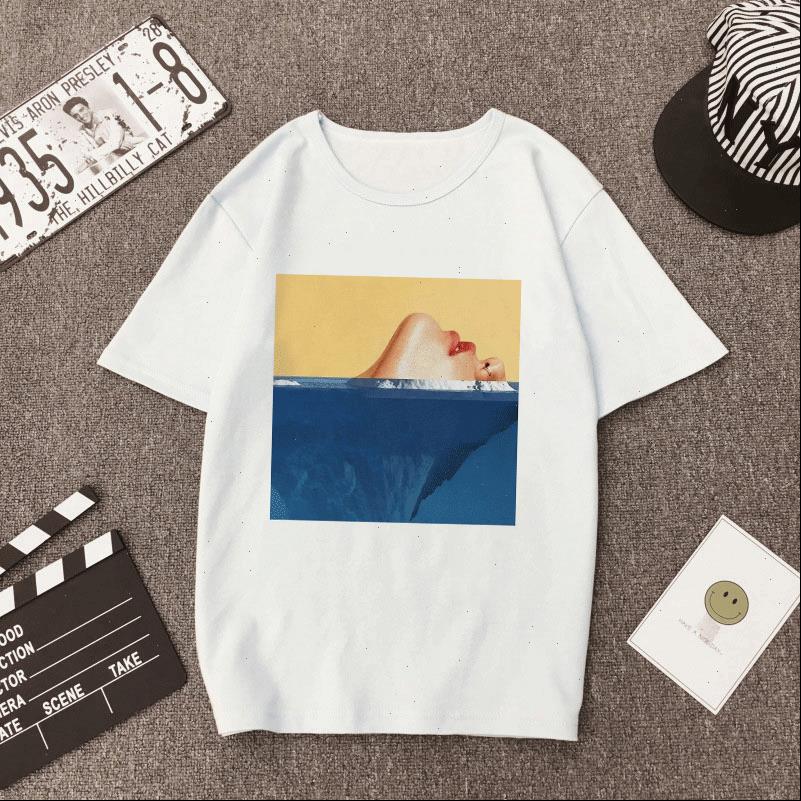 

picture women puzzle female t shirt korean style fun printing series cartoon short sleeved womens top, White
