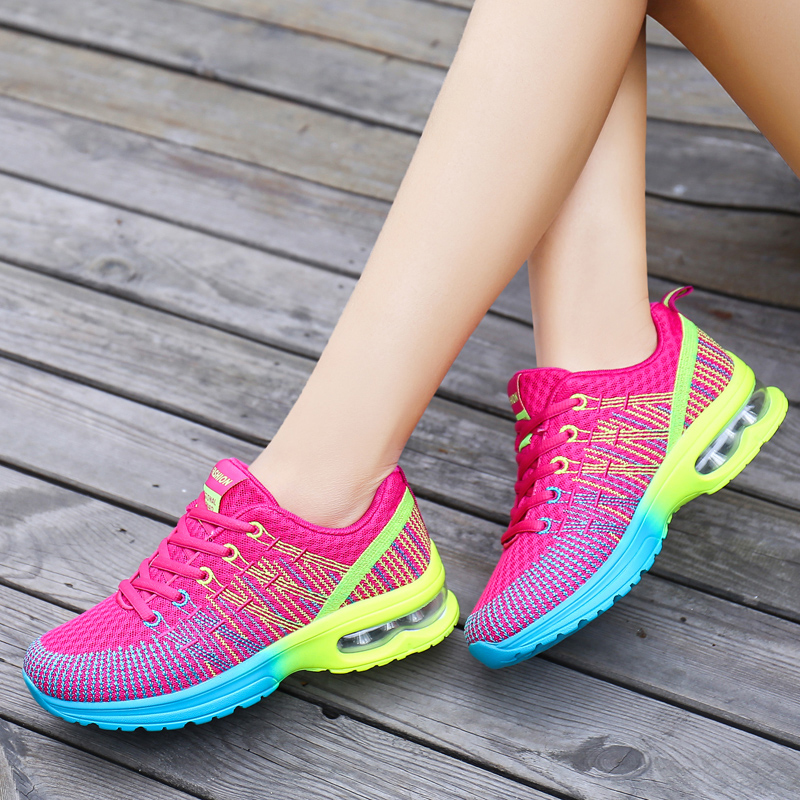 

Newest Fashon Women Sports Running Shoes Fly Knit Cushion Pink Purple Volt Yellow Trainers Sneakers Code: WY29-861 Size 35-42 Made In China