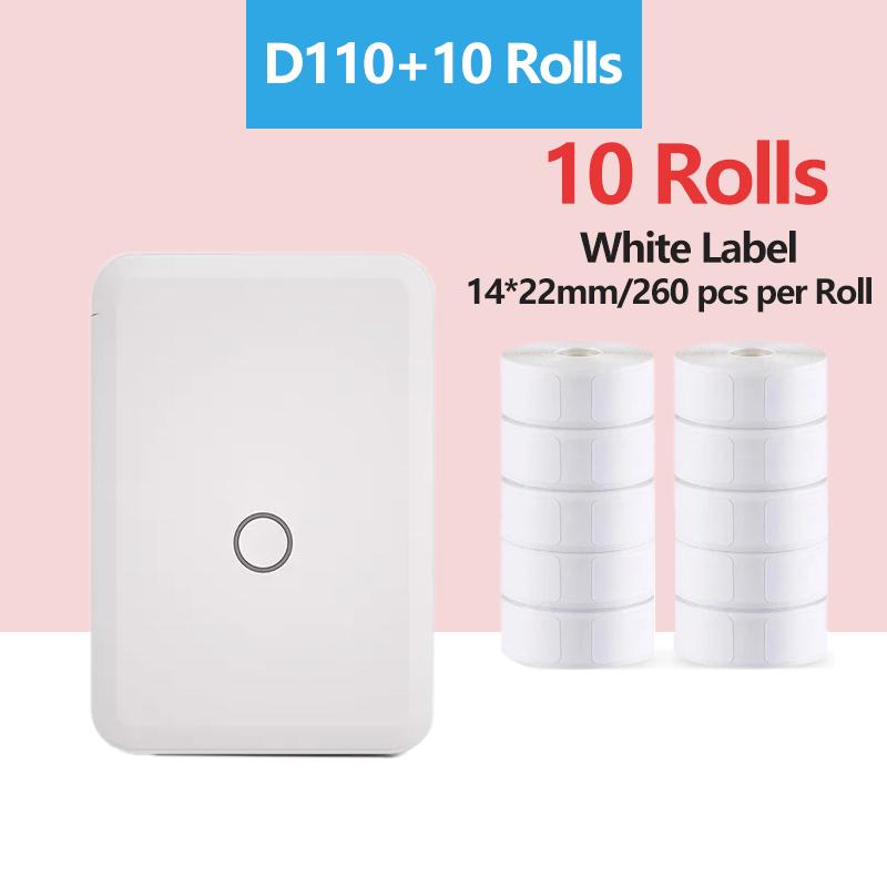 

Printers Niimbot D110 Label Printer Wireless Portable Thermal Use Office Supermarket With 10 Rolls White