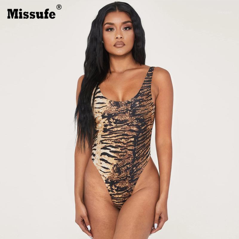 

Women' Jumpsuits & Rompers Missufe Tiger Leopard Print Bodysuit Sexy Backless Romper Summer Women 2021 Sleeveless Tank Top Body Female