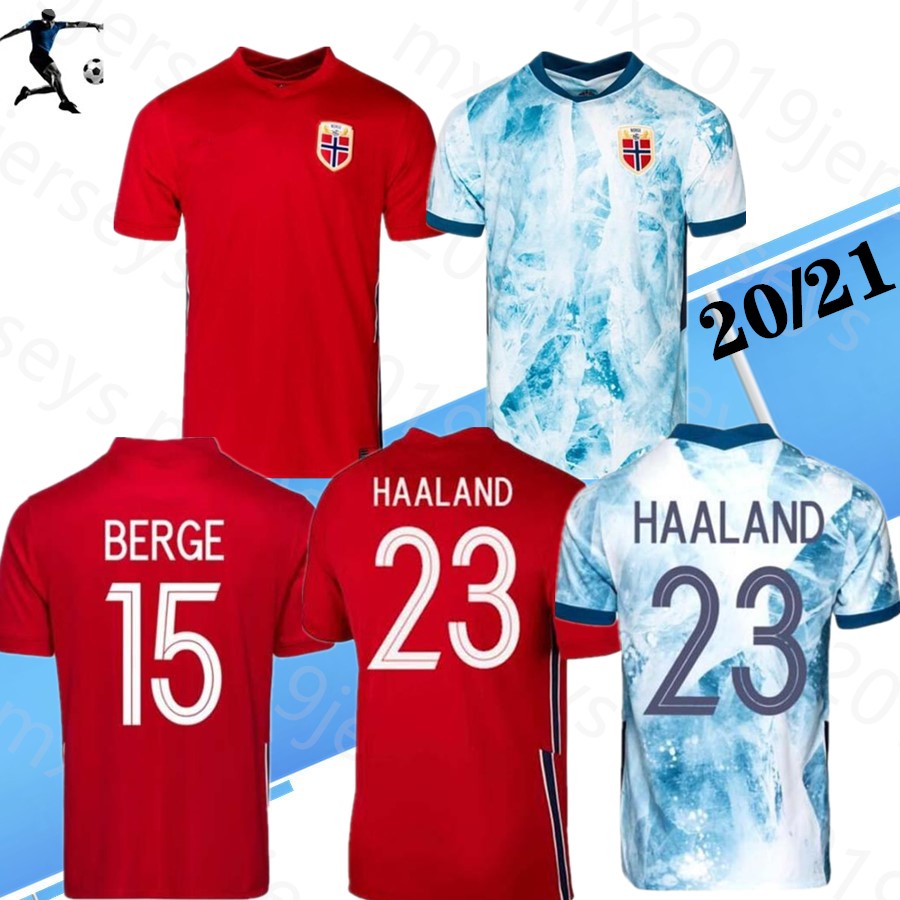 

2020 2021 Norway Soccer Jerseys noruega Haaland Ödegaard Berge King camisetas de fútbol national team 20 21 Football Uniforms thailand, Home+patch