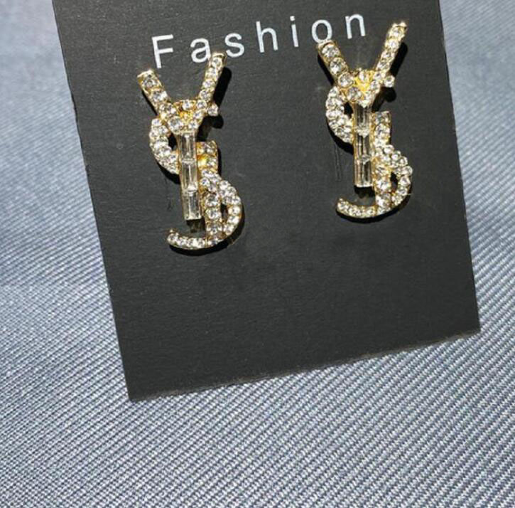 

Classic High-quality Letter Crystal Rhinestone Dangle Earrings Female Korean Fashion Temperament Personality Designer Earring Birthday Gift, Silver