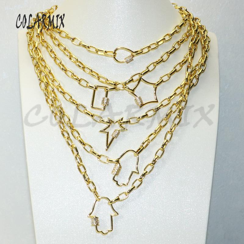 

Pendant Necklaces 3Pcs Handmade Screw Spiral Gold Color Clasp Necklace Buckle Jewelry Chain 50650