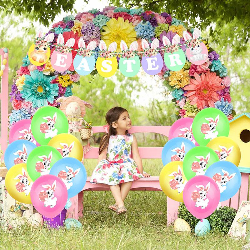 

Party Decoration 1Set Easter Latex Balloons Paper Garland Happy Cake Toppers Disposable Tableware Kids Birthday