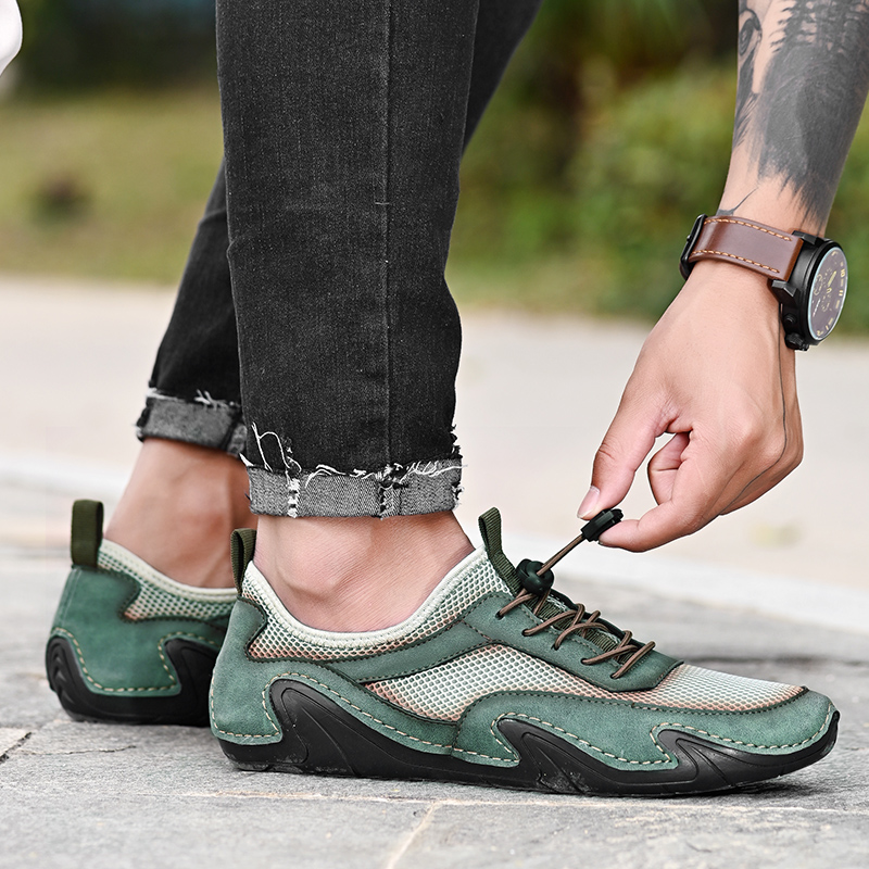 

Leather Men Casual Shoes Breathable Designer Sneakers Men Luxury Brand Men Loafers Classic Moccasins Driving Shoe Zapatos Hombre, Green
