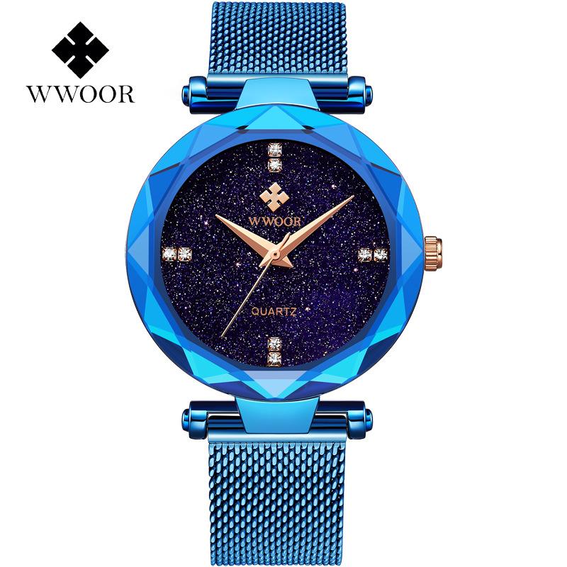 

Wristwatches WWOOR 8870 Luxury Fashion Watch Simple Starry Sky Surface Quartz Waterproof Ladies Casual Elegant Lady, Gold