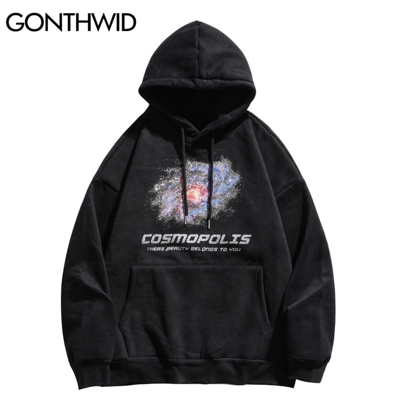 

GONTHWID Hoodies Streetwear Hip Hop Galaxy Universe Print Hooded Sweatshirts Harajuku Mens Casual Fleece Pullover Tops Coats 210720, White