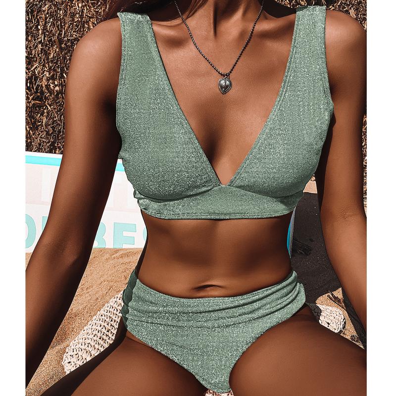 Women's Swimwear 40#Shiny Glitter Sparkling Bikini 2022 Swimsuit Sequins Bathing Suit Women Solid Sexy Two-pieces SetsWomen's