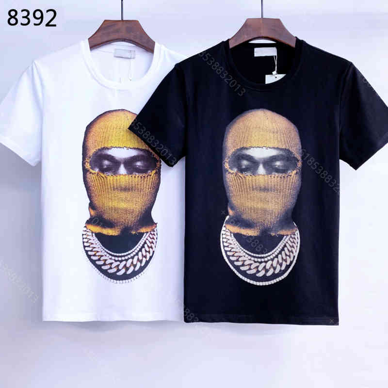 

Summer designer t shirts for men fashion cotton round neck pullover short sleeve t-shirt album pressing machine masked head brand logo men top clothes XXXL a1