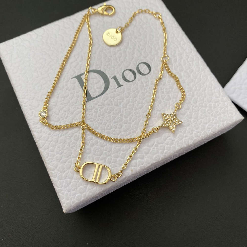 

Link Dijia D home CD letter style lady Diamond Star Double simple Bracelet, Black