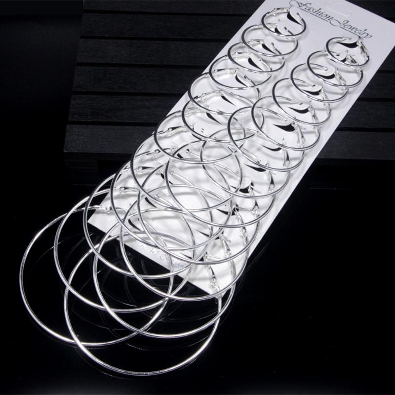 Pairs/Set Hoop Earrings Women Jewelry Circle Fashion Gold Charm Shiny Combination & Huggie-image-696765731