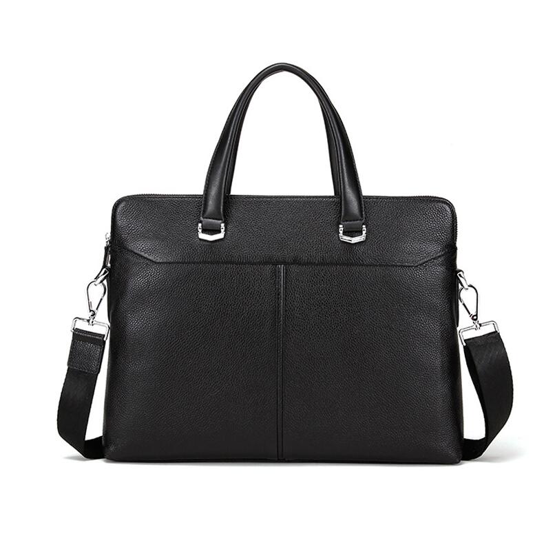 

Factory wholesale men bag simple soft leather mens portable shoulder bags first layer leatheres business briefcase casual leathers computer, Black