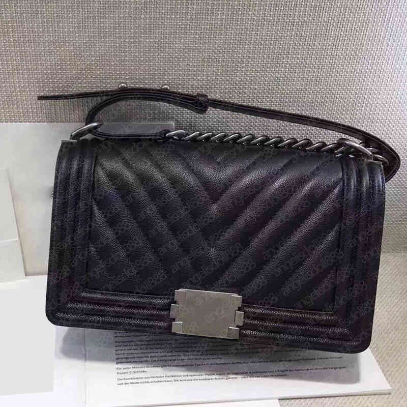 

Top quality woman chevron boy quilted classic chain flap bag with SN box calfskin caviar Genuine Leather purses fashion shoulder crossbody