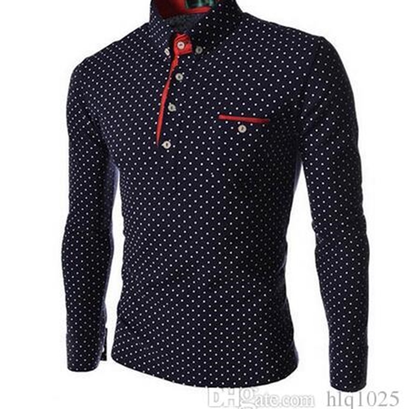 

NEW Mens Casual Wave Point Slim Fit Polka Dot Long Sleeve T-shirt Shirt Tee Tops, Others
