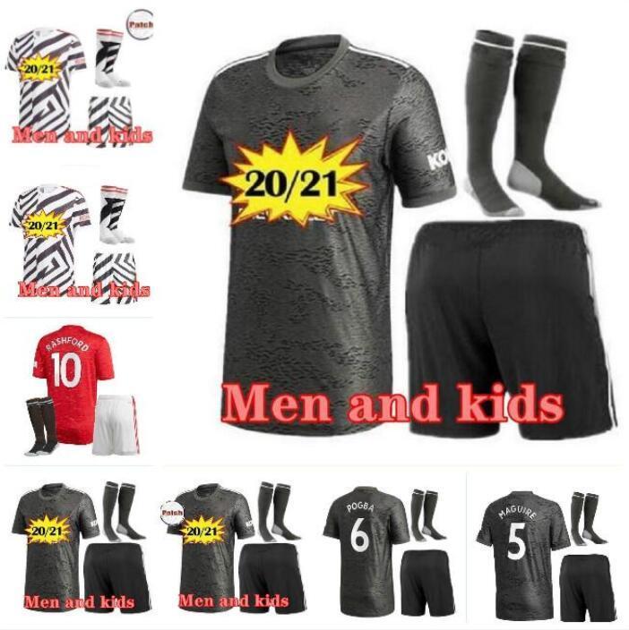 

Manchester 20 21 GREENWOOD RASHFORD B. FERNANDES CAVANI Soccer Jersey kits 2020 2021 POGBA Van De Beek football shirt Fouth man kids Sets, Black