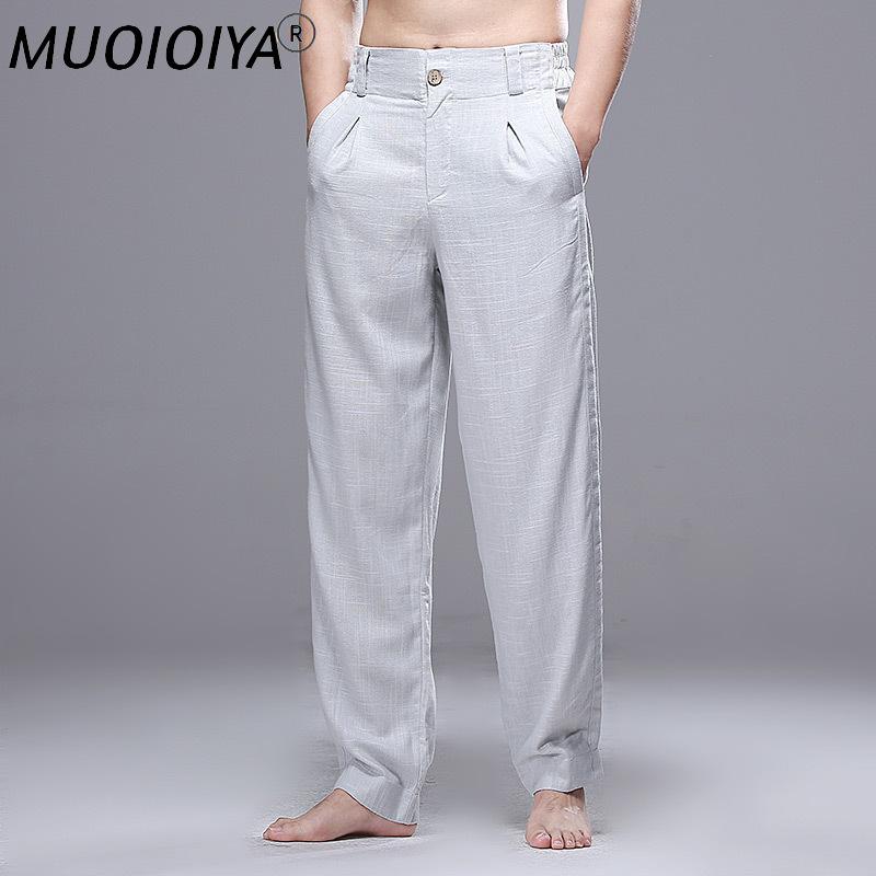 

Men's Pants Linen Casual Men Summer Thin Loose High Waist Straight Wid Leg Clothing Black White 2022 Harem