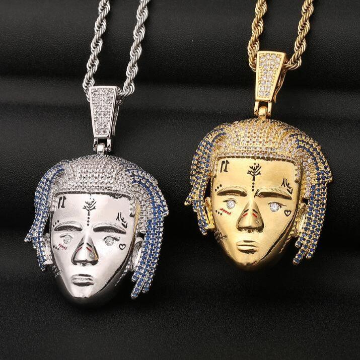

Singer XXXTentacion Avatar Pendant Rock Personality Hip Hop Punk Necklace Men Couple Spirit Trend Memorial Neck Chain Necklaces, Silver
