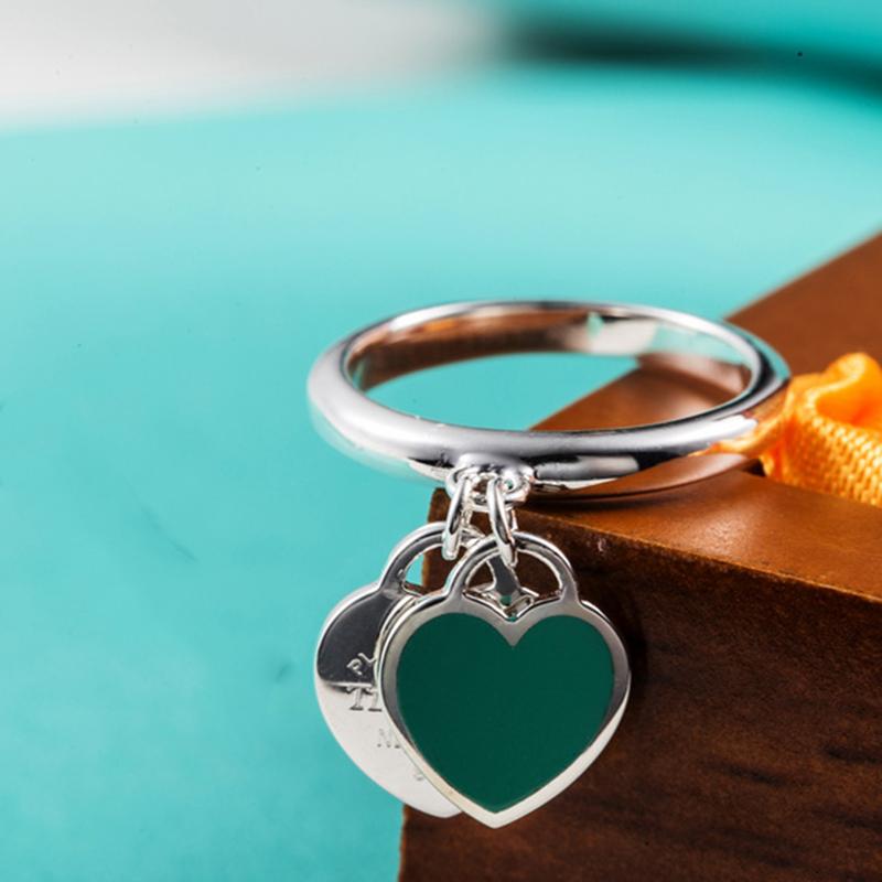 

Original Design High Class 1:1 Ti925 Sterling Silver Double Heart-Shape Trendy Ring Women Logo Return To Love Lady Jewelry Gift Cluster Ring