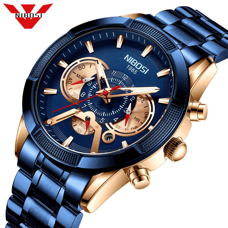 

Wristwatches NIBOSI Mens Watches Top WristWatch Quartz Watch Men Luminous Waterproof Sport Chronograph Relogio Masculino 2021, Slivery;brown