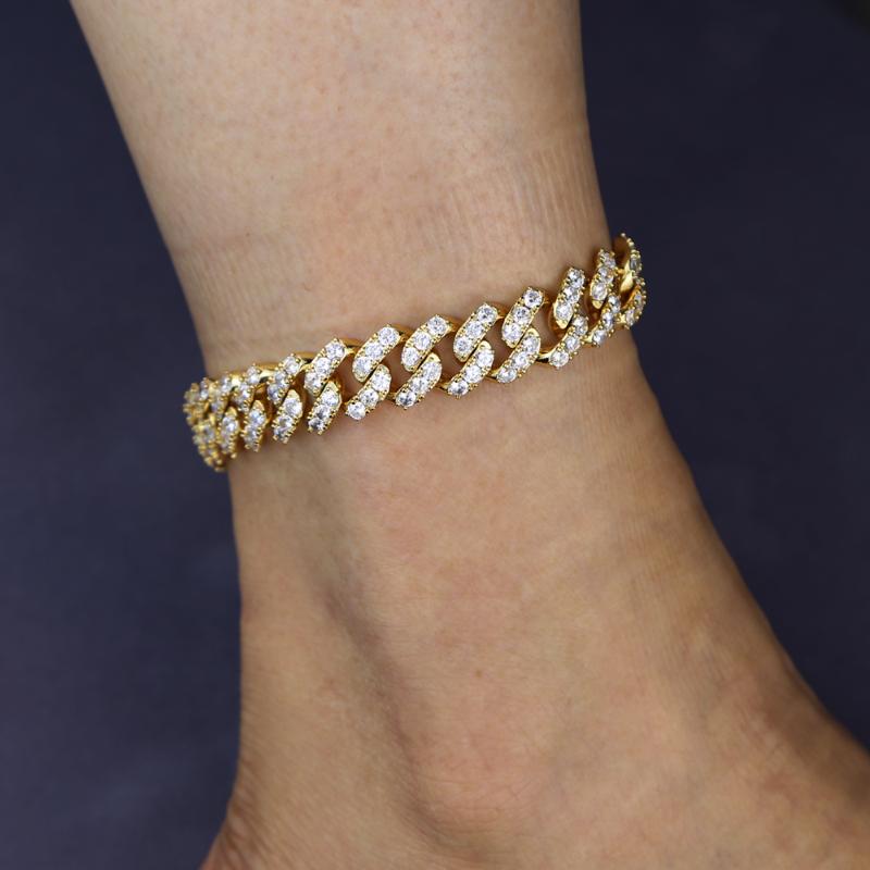 

Anklets High Quality Women Men Punk GOLD Silver Color 5A Cubic Zirconia Cz Iced Out Bling Cuban Chain Hip Hop Leg Anklet Bracelets1666893
