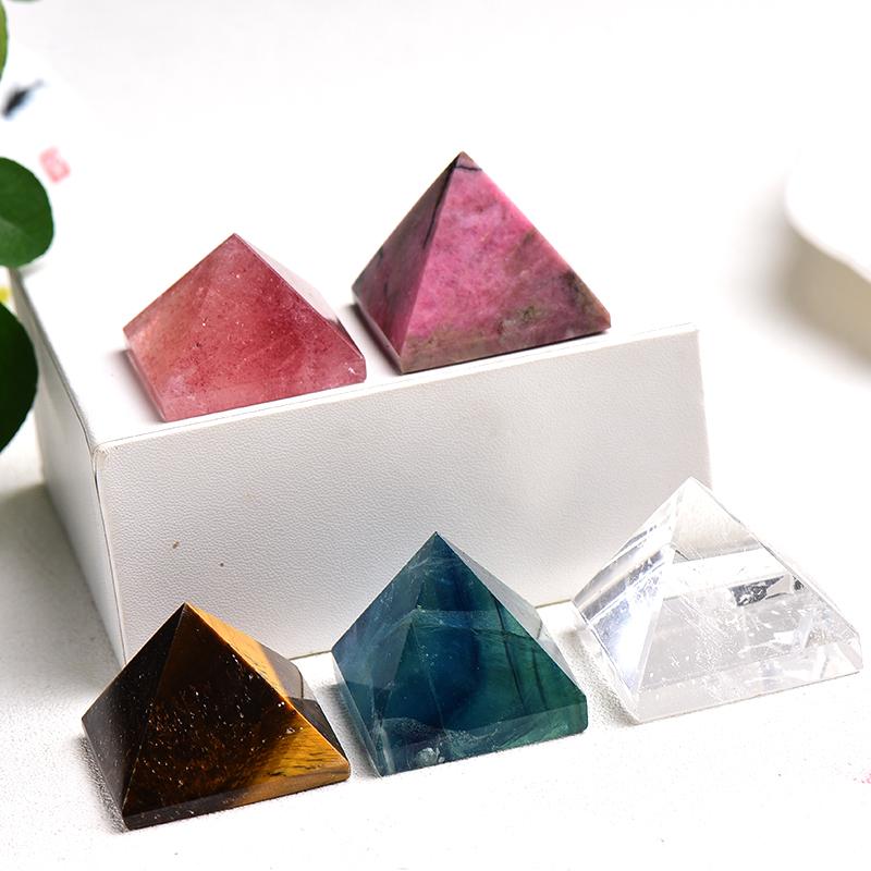 

Decorative Objects & Figurines 1PC Natural Crystal Pyramid Tigers Eye Lazuli Reiki Healing Stone Point Collection Crafts And Home Decoration