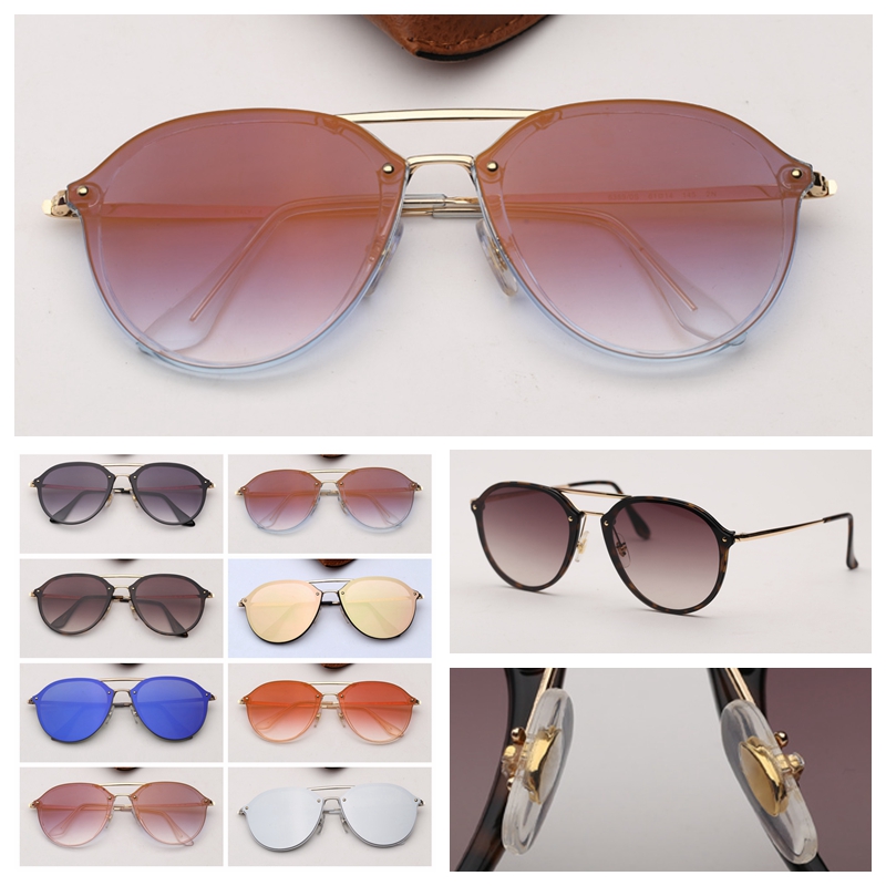 

mens sunglasses blaze double bridge round new style women sun glasses shades with leather case and retail package