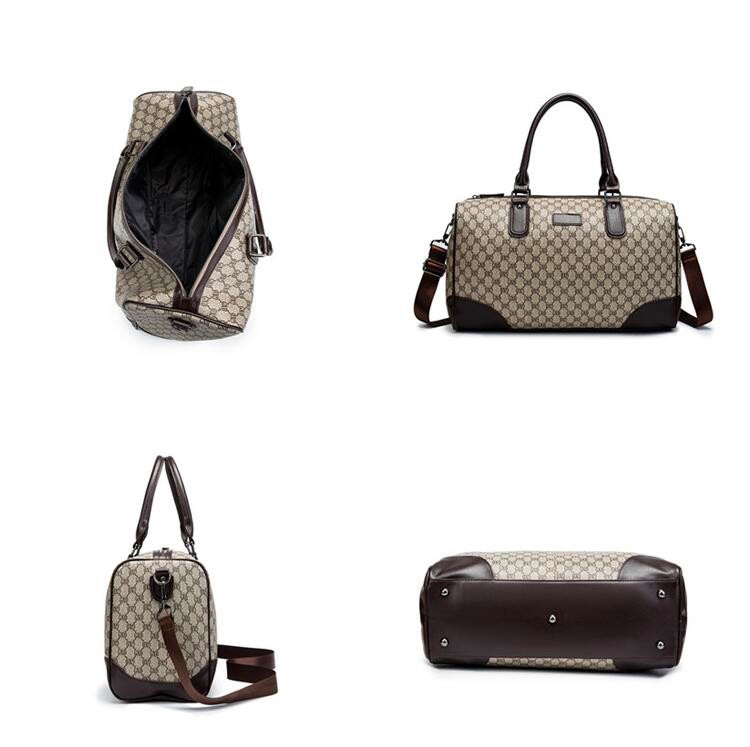 

Factory wholesale mens bag England Style printed men and women travel handbag outdoor fitness plaid handbags large leather fashion shoulder bags, Khaki