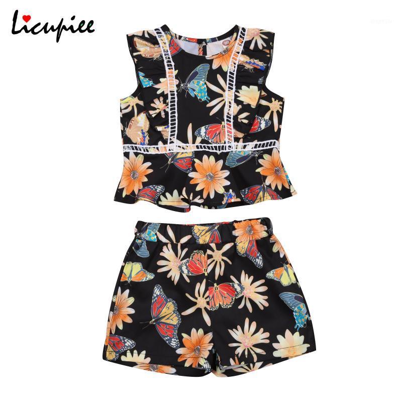 

Clothing Sets 2-7 Years 2pcs Toddlers Tracksuits, Floral Print O-neck Sleeveless Tank Tops + Elastic Waist Shorts Suit For Little Girls, White