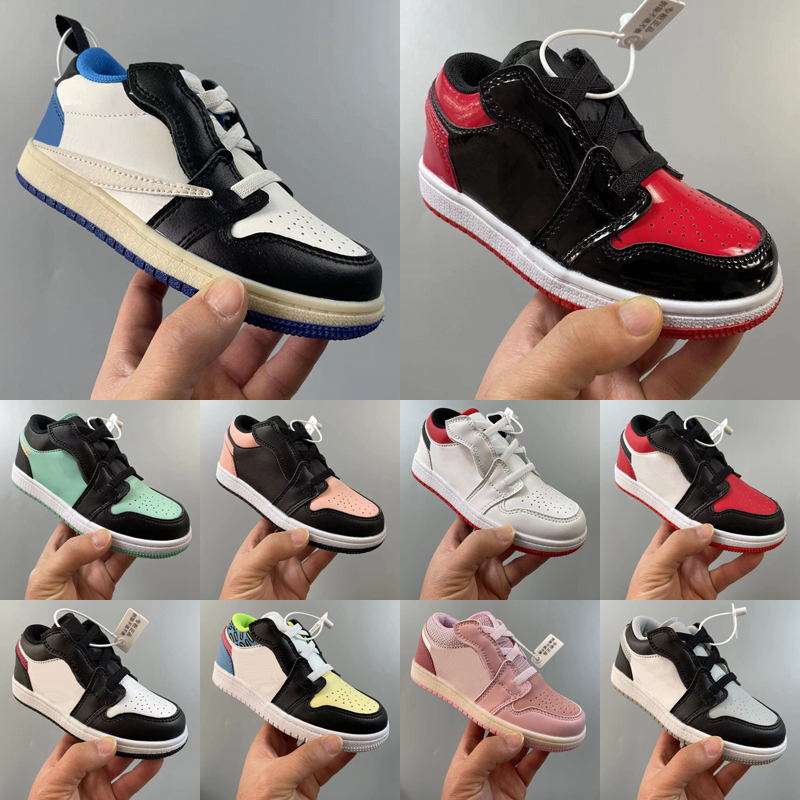 

Top Quality Kids 1 Space Jam Bred Concord Gym Red low casual Shoes Children Boy Girls 1s Toddlers Birthday Gift youth sports Tucker Kim Jones Sneaker Size 26-37, As shown 11