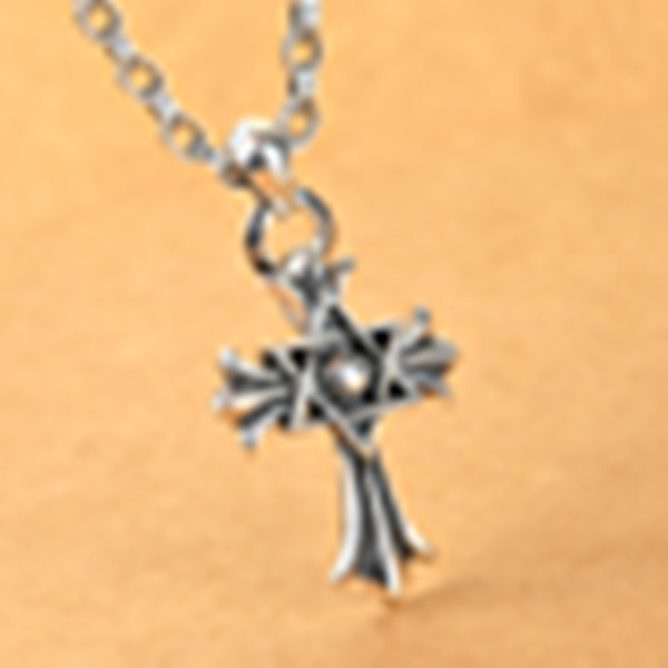

925 sterling silver cross star pendant necklace with stones American European high quality vintage antique designer luxury jewelry accessories