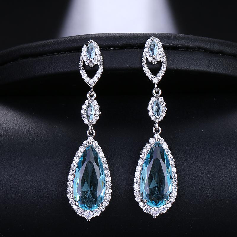 

Dangle & Chandelier Classic Simple Atmosphere Luxury Bridal Fashion American Temperament Water Drop Long Stud Earrings Girl Jewelry, Silver
