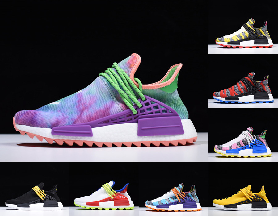 

Top quality Pharrell Williams NMD Human Race Mens Women Running Shoes Triple White BBC Solar Pack Yellow Blue Nerd Heart Mind Sports Outdoor Shoe Size 36-46, Original shoe box