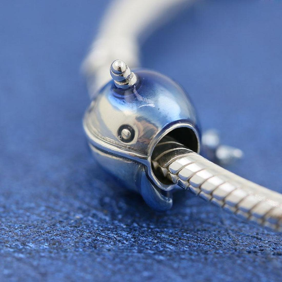 

Genuine 100% Solid 925 Sterling Silver Summer Collection Shimmering Narwhal Charm Bead Fits European Pandora Style Jewelry Charm Bracelets, Black