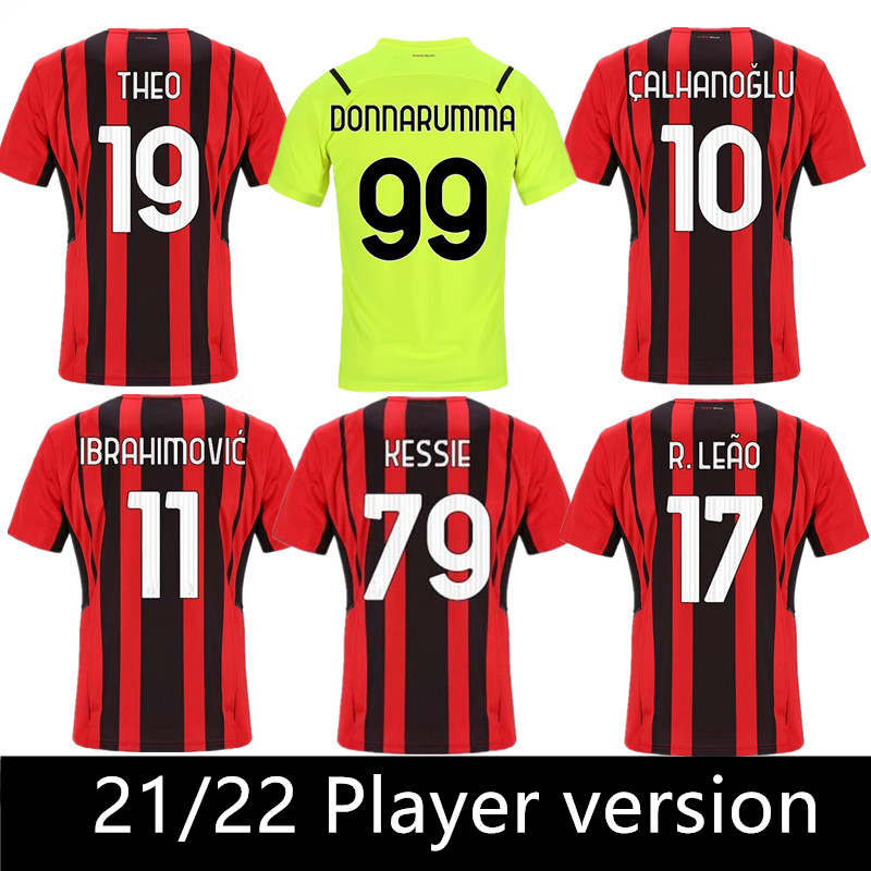 

Player version Thailand 21 22 AC Soccer milan IBRAHIMOVIC jerseys 2021 TONALI Mandzukic Kessie brahim BENNACER THEO REBIC LEAO Men football Kits, Black;yellow