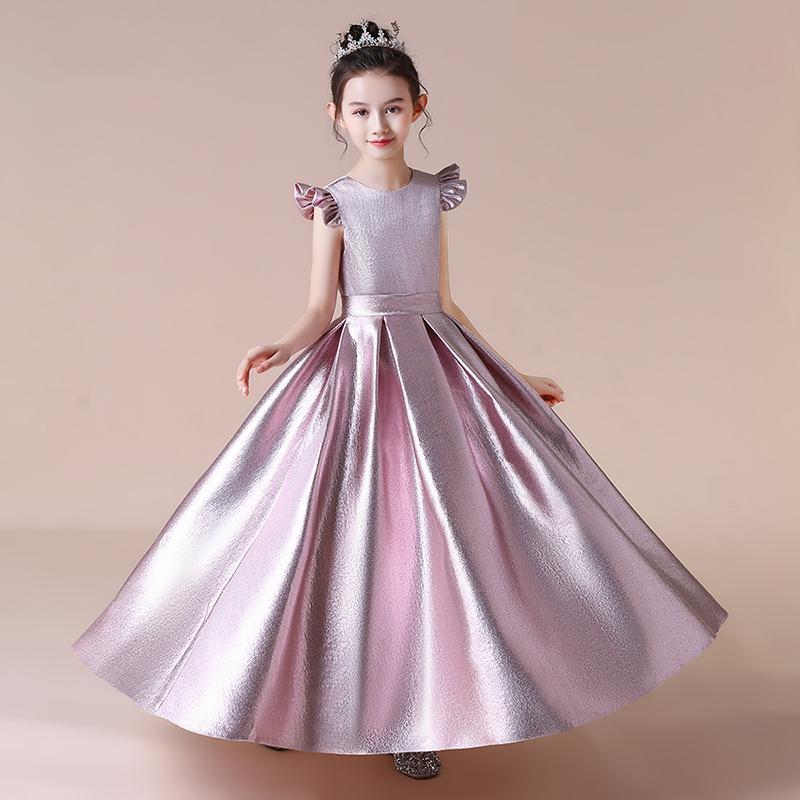 

Girl's Dresses Pink O-Neck Flower Girl Dress High Quality Princess Fashion Backless Catwalk Show Elegant Bow Banquet, Red;yellow