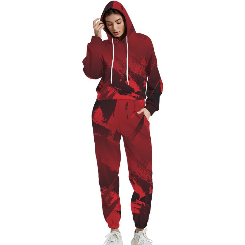 

Comfortable brown women's pants autumn and winter women's sportswear thickened fleece cotton jacket 2-piece sweatshirt and pants hoodie set, White