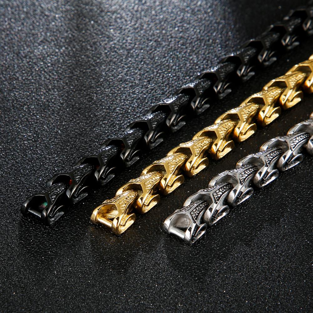 

Fongten Punk Dragon Snake Link Chain Mens Bracelet 316L Stainless Steel Black Gold Silver Color Viking Fashion Bracelets Jewelrys
