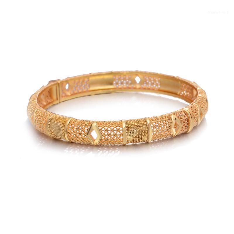 

Wando 24K 1pcs/lot Ethiopian Wedding Luxury Dubai Bangels For Women Arab African Gold Color Bracelet Jewelry Middle East Gift Bangle