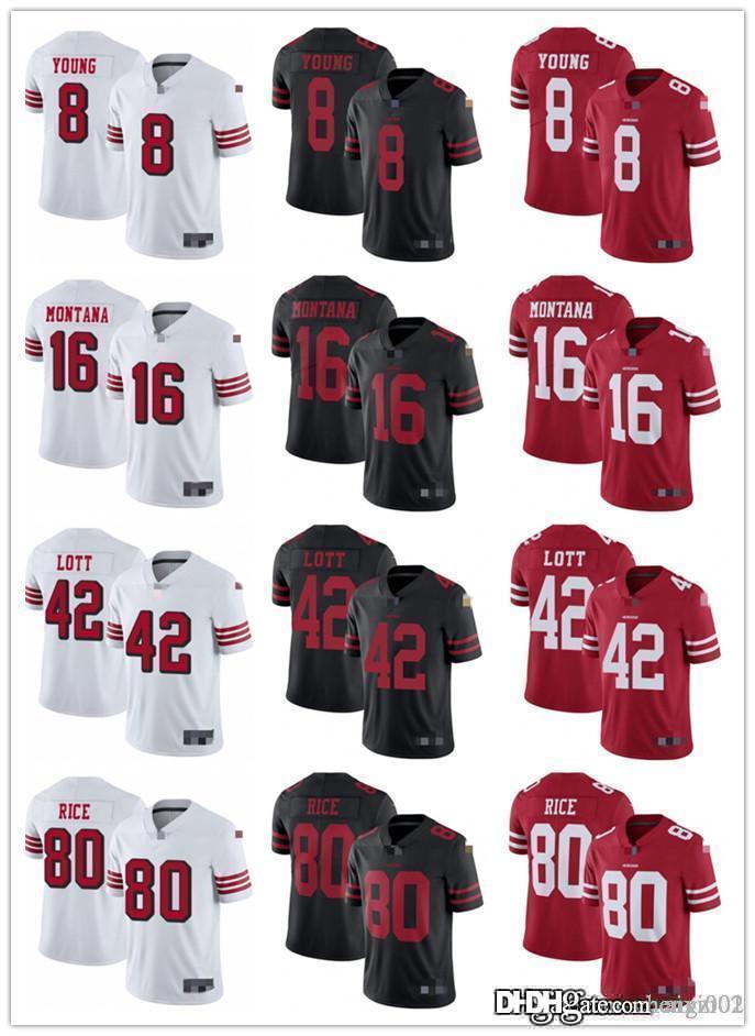 

Mens Womens Youth San Francisco 49ers 8 Steve Young Red 16 Joe Montana Black 42 Ronnie Lott White 80 Jerry Rice Football Jerseys, Black;red