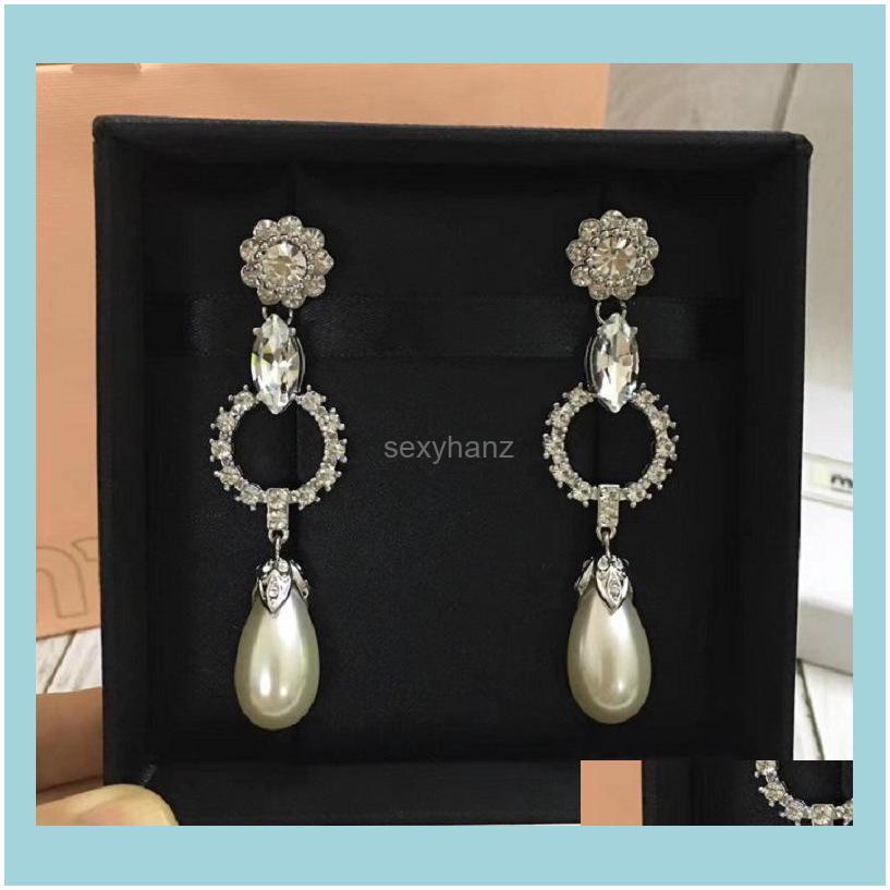 

Stud Jewelry Crystal Pearl Temperament Irregar Teardrop Flower Beautif Ear Clip Earpins Retro Long Earrings For Woman Girls Drop Delivery 20
