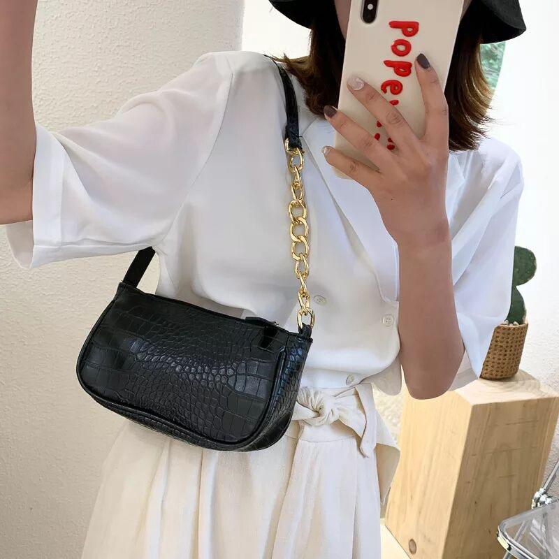 

Women's Belt Bags Fashion Designer Panelled Leather Handbag Female Shoulder Small Square Zipper Underarm Package Waist