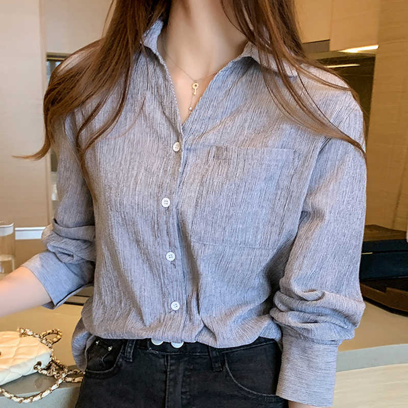 

Autumn Women Long Sleeve Turn Down Collar Chiffon Blouse Shirt Tops Blouse Women Blusas Mujer De Moda Women Blouses D522 210602, As picture