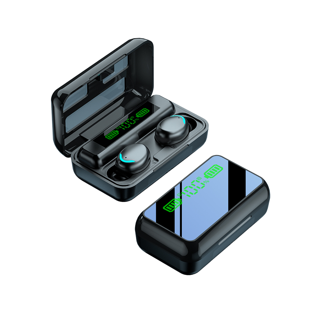 

R11 TWS Mirror Wireless Earphone 5.0 Mini Earbuds F9 Bluetooth Headphone With LED Display Gaming Headset, Black