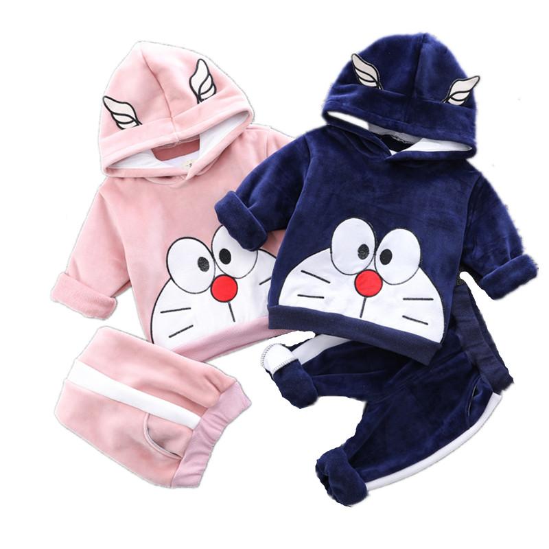 

Clothing Sets Autumn Winter Thick Warm Girls Set Flannel Toddler Boy's Pajamas Suit For Baby Girl Sleepwear Children Homewear Clothes, White