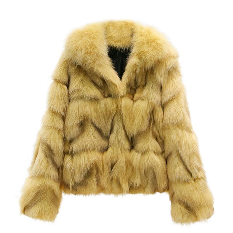 

Women' Fur & Faux 2021 Real Turn-down Collar Coat One Clothes Long Short Thick Warm Parka Coats, Short-1