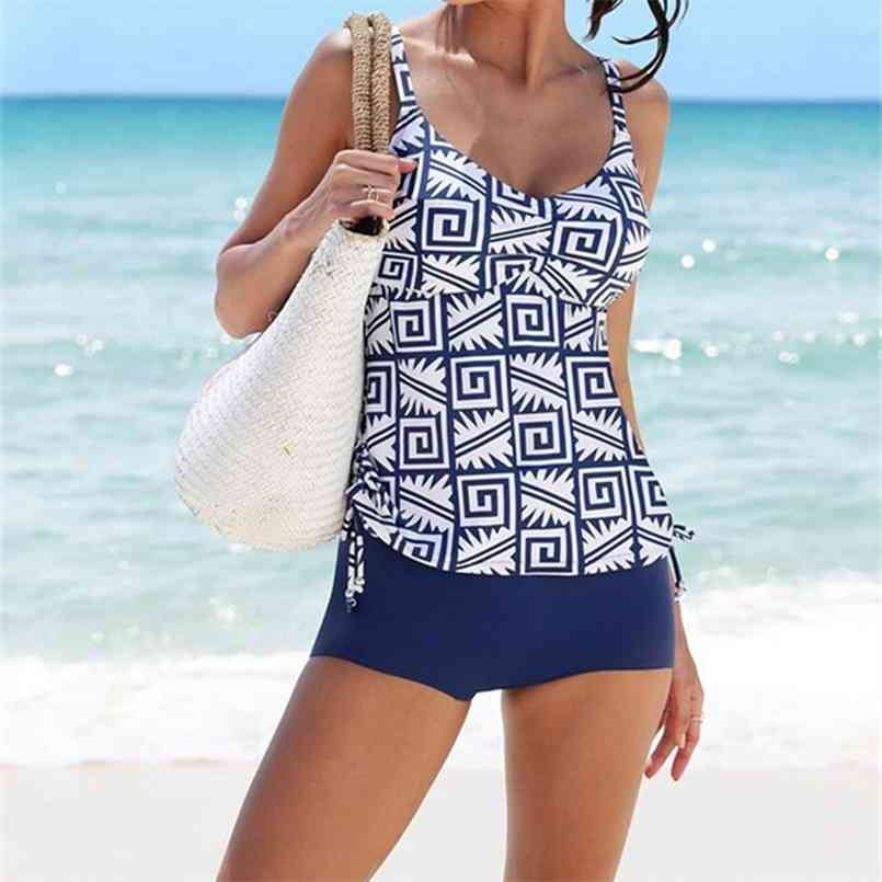 

Tankini Set Two Piece Swimsuit Female Swimming Suit For Women Bathing Printed Swimwear Summer Bathers Beach Wear Mayo 210630, Zql1823-fen