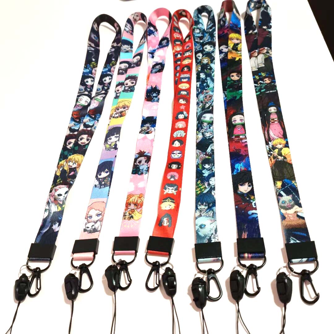 

2021 New Hot 20pcs Demon Slayer Kimetsu no Yaiba key Japan Anime Lanyard Fashion Keys Mobile Phone Neck ID Holders for boy girl Key ID Card